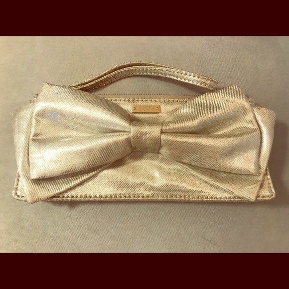 Silver Kate Spade wristlet clutch with bow - Picture 2 of 5